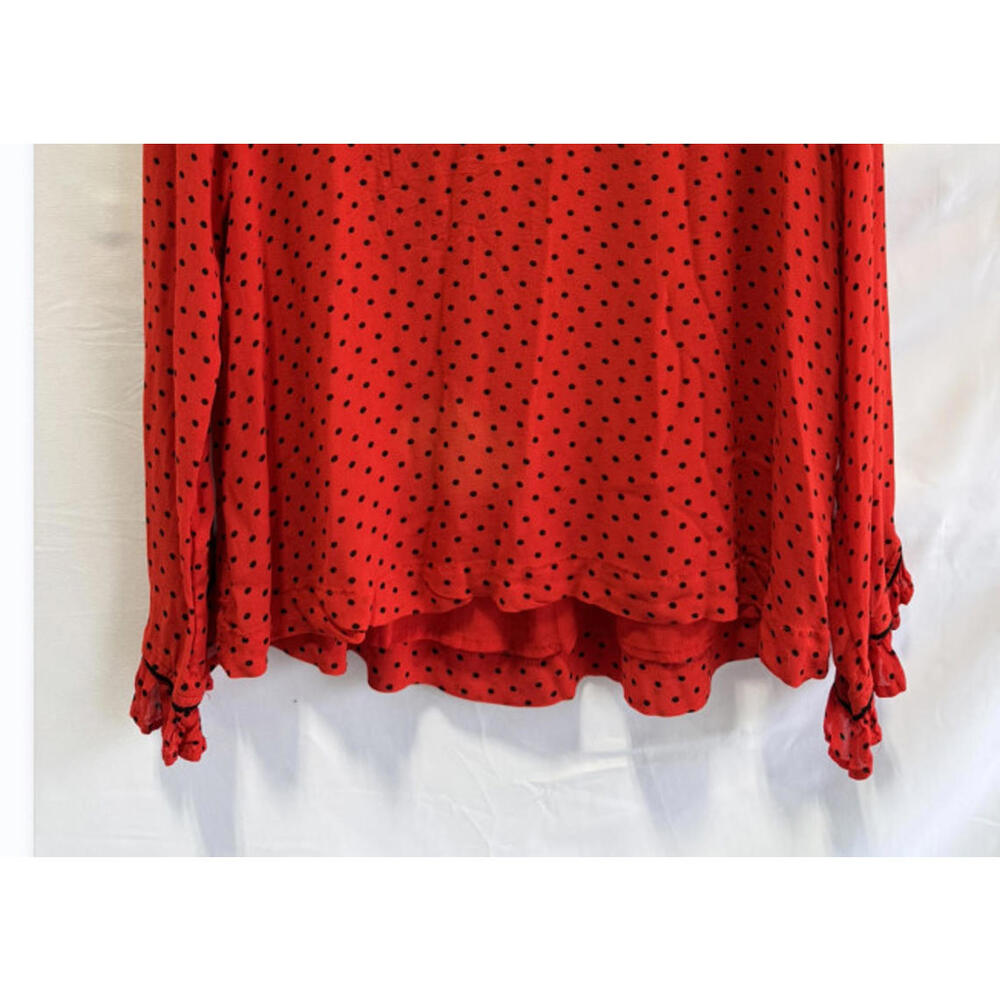 GANNI Red Satin Black Trim Top – Size 38 (Sheer/Thin Patch in Fabric) - Picture 9 of 9
